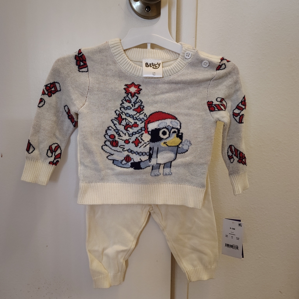 Baby  Cream Holiday BLUEY Knit Matching Set